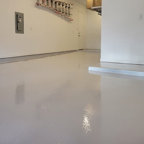 a white epoxy floor