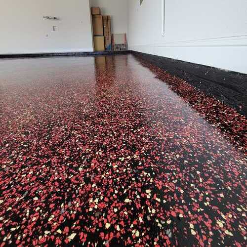 a red and black epoxy floor coating