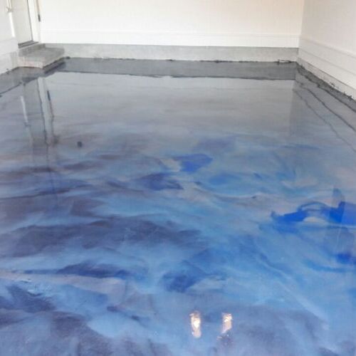 a blue garage floor coating